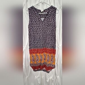 Sleeveless Dress - Navy, Red, and Yellow